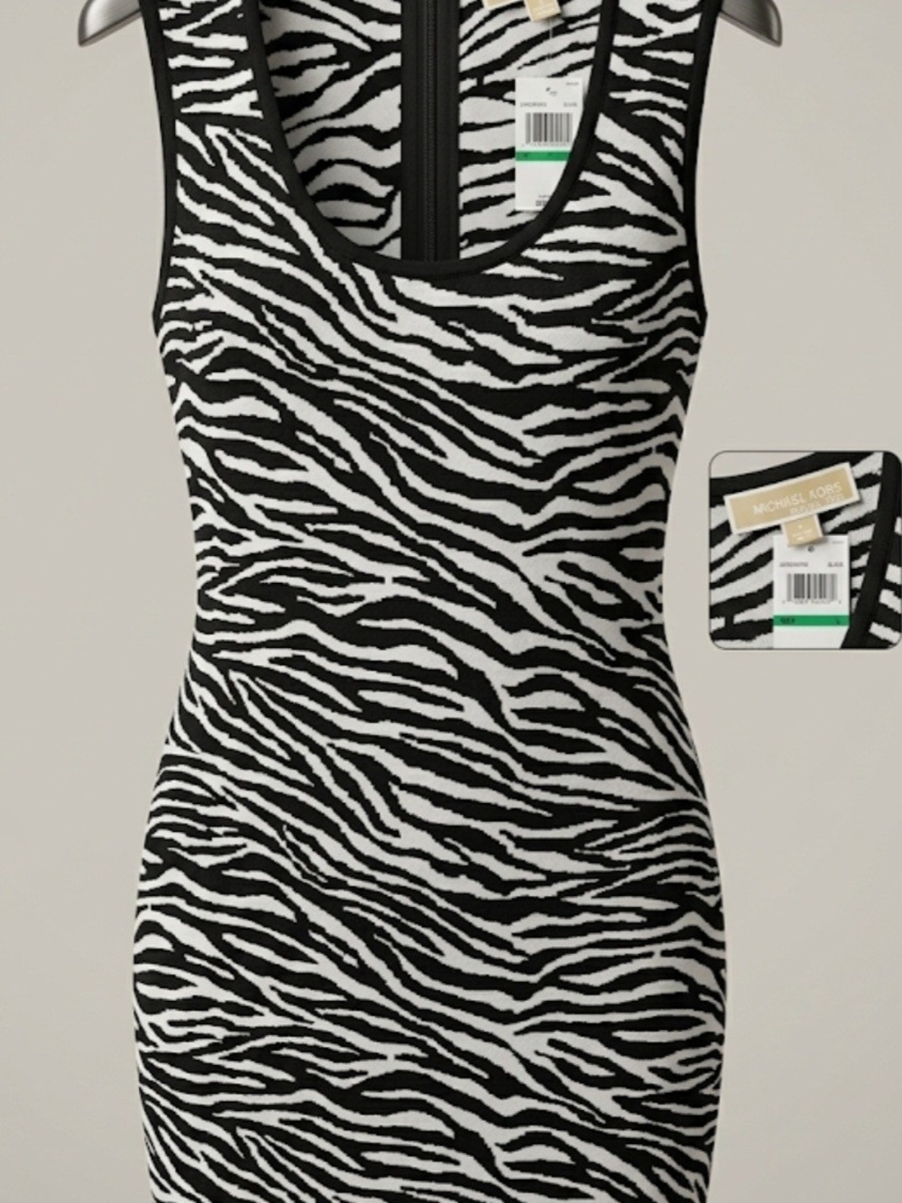 Michael Kors Black & White Zebra-Print Sleeveless Tank Dress